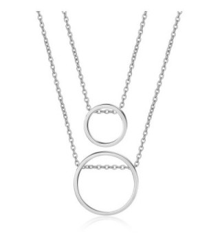 LILIE&WHITE Women Double Chain Through Circle Layer Pendant Necklace Fashion Jewelry - Imitation Rhodium - CB17YQIMCXS