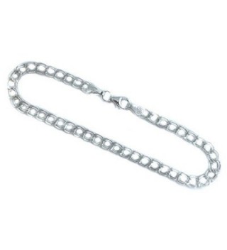 4mm Double Link Charm Bracelet. Italian .925 Sterling Silver. 6-7-8 inches - CL11T7OUJQH