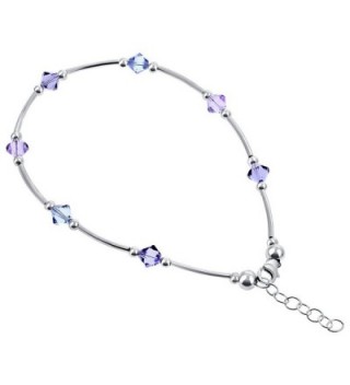 Gem Avenue Sterling Silver Swarovski Elements Multicolor Bicone Crystal Ankle Bracelet 9 to 10 inch Adjustable - CF111CRKJMV