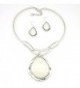 Fashionation Teardrop Design Stone Ascent Fashion Statement Necklace Set - Choose Your Color - CK126WLRXSJ
