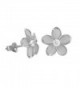 Rhodium Plated Sterling Silver 11mm Plumeria Stud Earrings - C1117WLTV8J