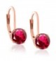 Rose or 14K Gold Overlay & Rhodium Plated Sterling Silver 5mm Round Created Gemstones Leverback Earrings - C811YR21CBZ