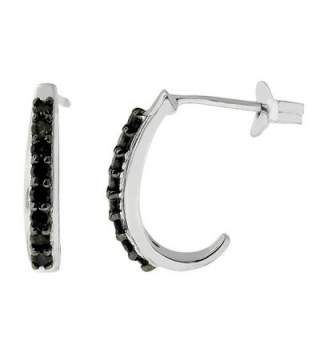 Sterling Silver Black or White Diamond J Hoop Earrings - CJ11LZ80HS3