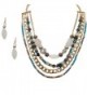 Goldtone Chain Multilayered Crystal Glass Blue Statement Necklace Earring Jewelry Set for Women - CD125SLR6C7