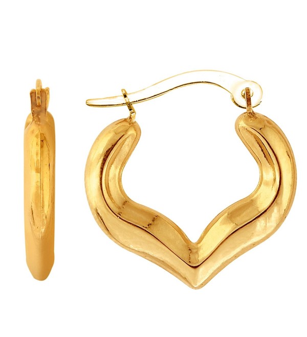 10k Yellow Gold Shiny Heart Shape Fancy Hoop Earrings- Diameter 18mm - CO122T5DTDF