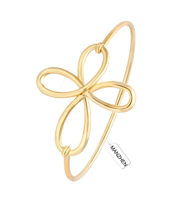 MANZHEN Dainty Open Irish Celtic Love Knot Bangle Sideways Cross Wrap Bangle Bracelet for Women - CY12NB5XAQZ