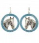 Horse Head Blue Chevron Circle Western look Siver Tone Dangle Drop Earrings - C312N22ZHU7