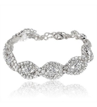 Miraculous Garden Crystal Rhinestone Bracelet - Silver Plated White Crystal - CK12H11WNZ7