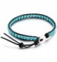 MOWOM Alloy Genuine Leather Bracelet Bangle Cuff Rope Bead Wrap Adjustable - 02.blue - CY12NTTFBF8