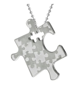 Stainless Steel Autism Awareness Puzzle Piece Pendant 1 1/8 tall - C4110PR2HPV
