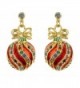 Bejeweled Christmas Red Fancy Ornament CZ Post Earrings 91 - C911TQP6DOT