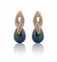 GULICX Elegant Gold Plated Base Pear Simulated Tahitian Pearl CZ Pierced Drop Earrings - CG1253L8K1N