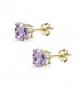 Sterling Amethyst Round Cut Solitaire Earrings
