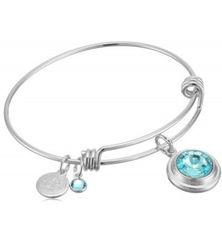 Halos & Glories- "Birth Month" Crystal Bangle Bracelet - Shiny Silver - CV185O9RZZN