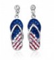 4th of July USA American Flag Design Flip Flop Sandal Post Dangling Earrings - Silver-tone - CB11Z7512S9