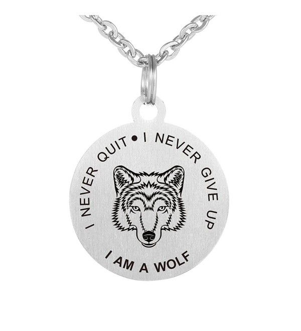 I Never Give Up I Never Quit I am a Wolf Lover Dog Tag Keychain Pendant Necklace - CM189WOAC6G