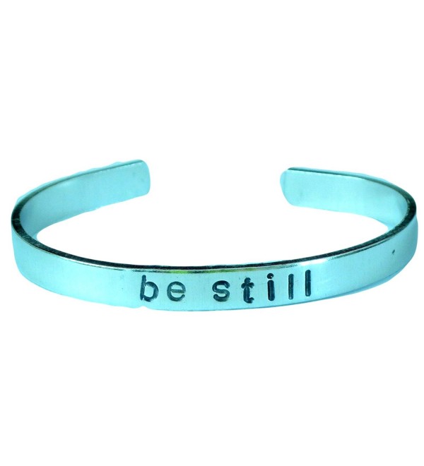 Be Still Hand Stamped Bracelet Aluminum Cuff Skinny Bangle The Killers Quote Inspirational Message - CE11JANVD9L