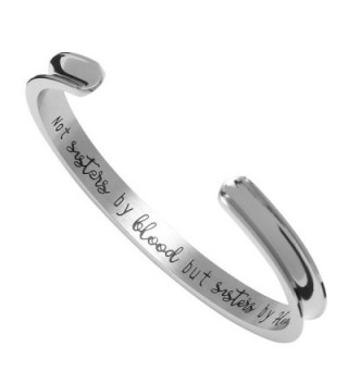 Friendship Bracelet Sister Jewelry-Not Sisters By Blood But Sisters By Heart-Best Friends Bangle - Silver - CJ1888HH5UM