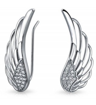 Guardian Angel Feather Wing Sterling Silver Ear Pin Earrings - CJ1293T66EJ