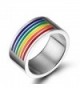LGBT 10MM Rainbow Enamel Band Flag Gay Lesbian Jewelry Ring Size 6-13 - C3182ASUXDZ
