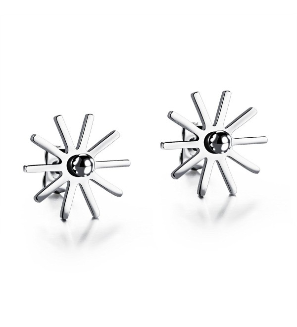 LOHOME Women's Fashion Earrings Titanium Steel Sun Snow Studs Earrings for Women - Silver Tone - CI12I0NGX5B