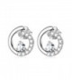 Sterling Silver Tiny Open Circle Stud Earrings with Zircon Paved White Gold Plated Women CZ Jewelry - CZ1845NYGRA