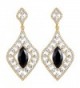 Flapper Art Deco Party Dress Rhinestone Black Crystal Diamond-shaped Large Gold Statement Earrings - CG188NEM4H6