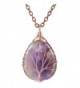 MOWOM Copper Pendant Necklace Simulated Stone Tree Of Life Chakra - 01.purple - C0183S3CR40