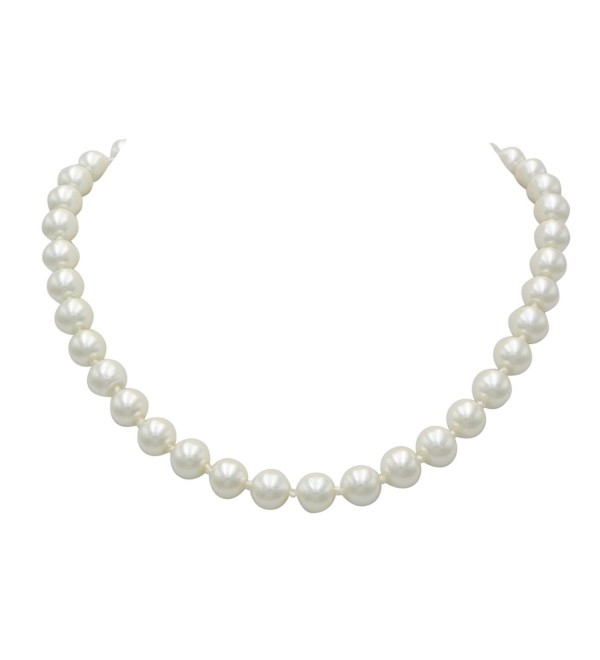 Rosemarie Collections Women's Classic Cream Faux Pearl Strand Necklace 18 Inch - CV12JDOCPKN