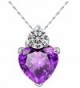 UBIQLINE Crystal Heart Pendants | RED- PURPLE- CLEAR | White Gold Plated | Pendant with 18" Chain - Purple - CJ12H3QXAPV