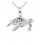 Solid Sterling Silver Sea Turtle Pendant Necklace - C512NVD817V