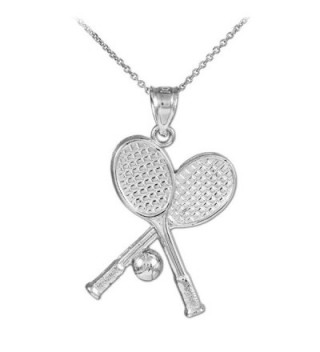 925 Sterling Silver Tennis Racquets and Ball Sports Pendant Necklace - C1125WE44KH