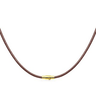 2mm Brown Leather Necklace Magnetic Clasp - C711YKYKCJ3