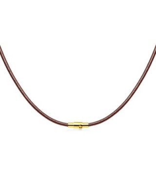 2mm Brown Leather Necklace Magnetic Clasp - C711YKYKCJ3