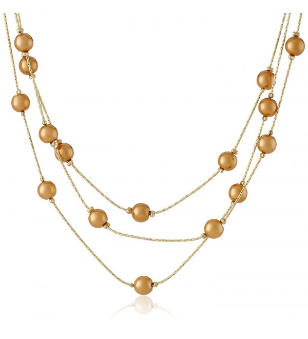 Signature 1928 "Collection" Adjustable Strandage Necklace- 16" - Gold-Tone/Golden Pearl - CH11D4F16FD