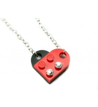 LEGO Heart Pendant Necklace Red and Black Fun Jewelry - C711NR3FJ8R