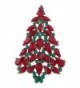 EVER FAITH Party Wishing Tree Teardrop Austrian Crystal Brooch Pin Silver-Tone - Red w/ Green - CP11BGDPA47