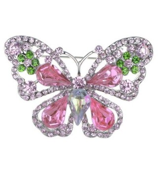 Alilang Rose Pink Peridot Green Crystal Rhinestone Butterfly Fashion Pin Brooch - C1112TAT5X3
