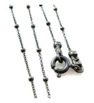 Oxidized Sterling Silver Beaded Ball Necklace Chain- Beaded Cable Chain Necklace-All Sizes - C812NT9H3VQ