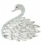 EVER FAITH Women's Austrian Crystal Elegant Swan Feather Pendant Brooch - Clear Silver-Tone - CM11Q8EM85J