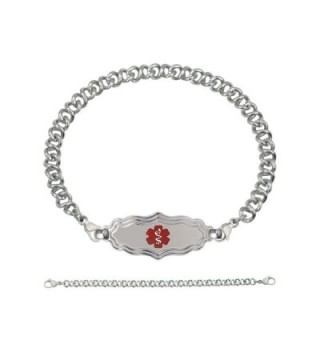 Divoti Custom Engraved Victorian Art Deco Medical Alert Bracelet -Knot Links Chain-TP Red - CE1808MHE3I