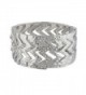 Lux Accessories Hammered Zig Zag Pave Geo Geometric Stretch Bracelet - Silver - CH12HL7HJ19