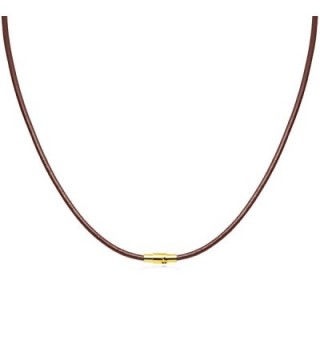 Brown Leather Necklace Magnetic Clasp
