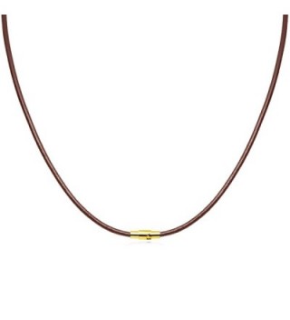 Brown Leather Necklace Magnetic Clasp