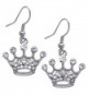 cocojewelry Queen Princess Crown Tiara Charm Hook Dangle Earrings - "7/8"" Hook Clear" - CR186KSS4NE