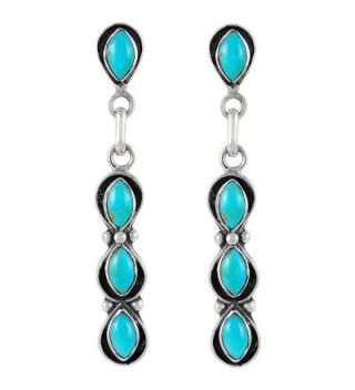 Southwest Style Earrings Genuine Turquoise & 925 Sterling Silver dangle earring gemstone jewelry - Blue - CX12K908HMP