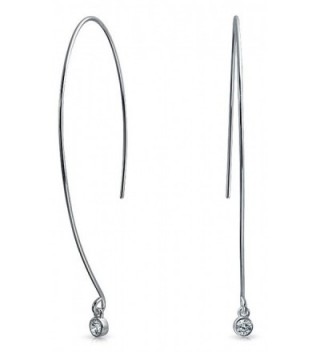 Bling Jewelry Sterling Silver Modern Long Curved Wire CZ Threader Earrings - C6129SH10DX