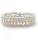 3-Row White A Grade 6.5-7 mm Freshwater Cultured Pearl Bracelet- base metal Clasp- 8.5" - C912NRNJ3W5