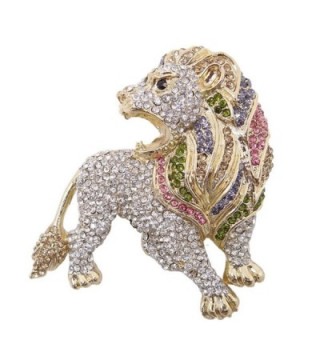 EVER FAITH Roaring King Lion Austrian Crystal Brooch - Multicolor Gold-Tone - CF11DV8DNA3