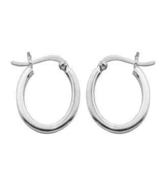 Sterling Silver Square Tube Oval Hoop Earrings (0.66" diameter) - C4183LMSXCC